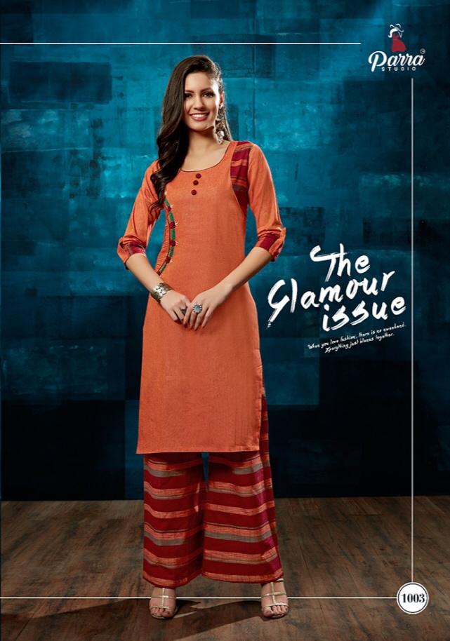 Aliya Parra Designer Khadi Cotton Kurti With Plazzo Catalogue