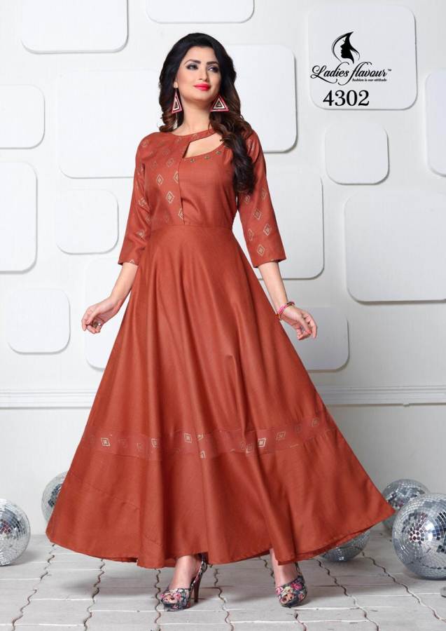 Foil Print Long Gown