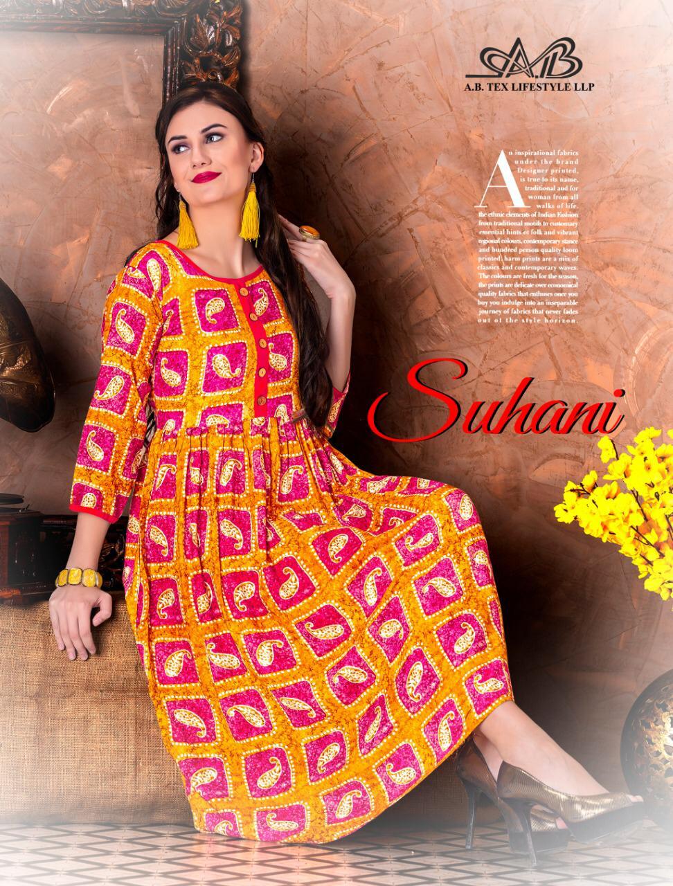 Ab Presents Suhani Heavy Rayon Casual Printed Kurti