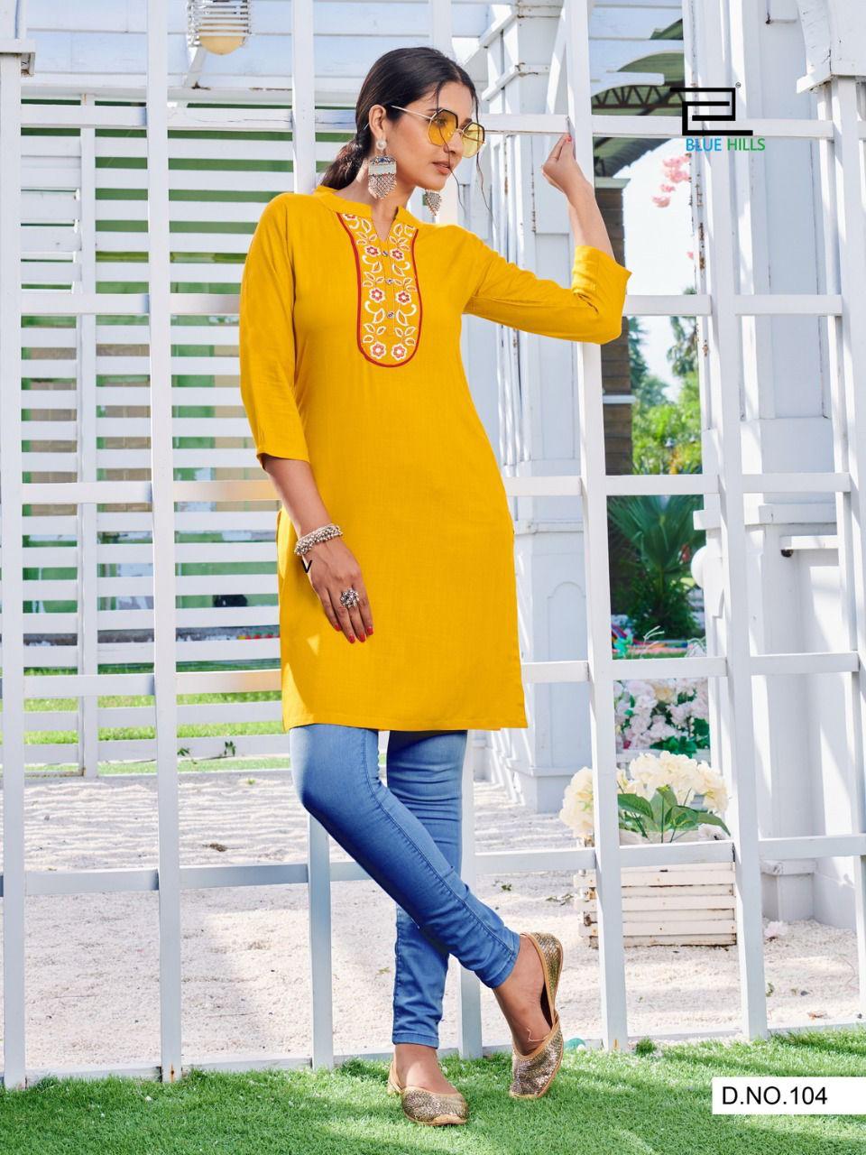 Blue Hills City Light Vol  1 Designer Latest Short Kurtis Catalog