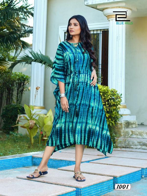 Blue Hills Stare Crepe Kaftan Wholesale Kurti Catalog