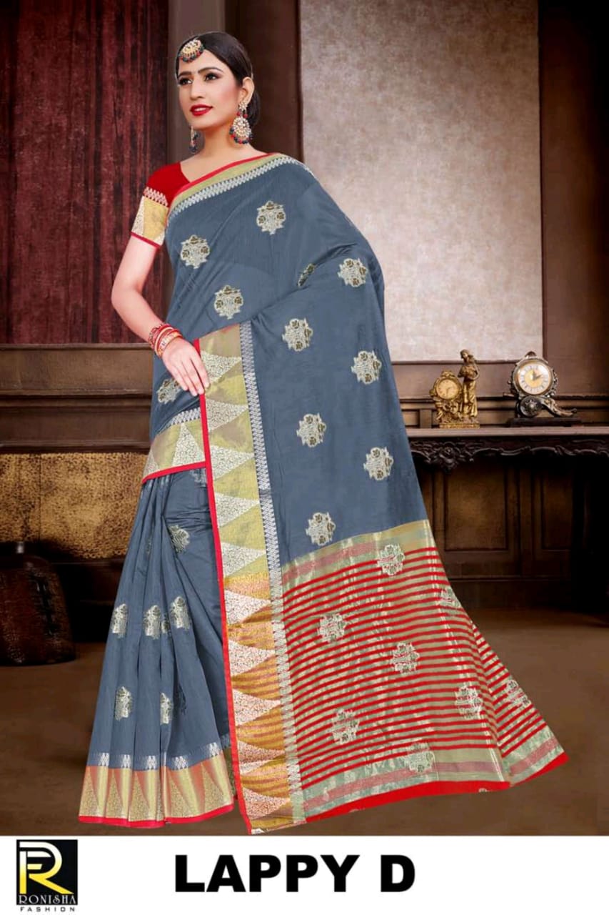 Ranjna Lappy Soft Cotton Ethnik Wear Silk Saree Collction Wholesale Price