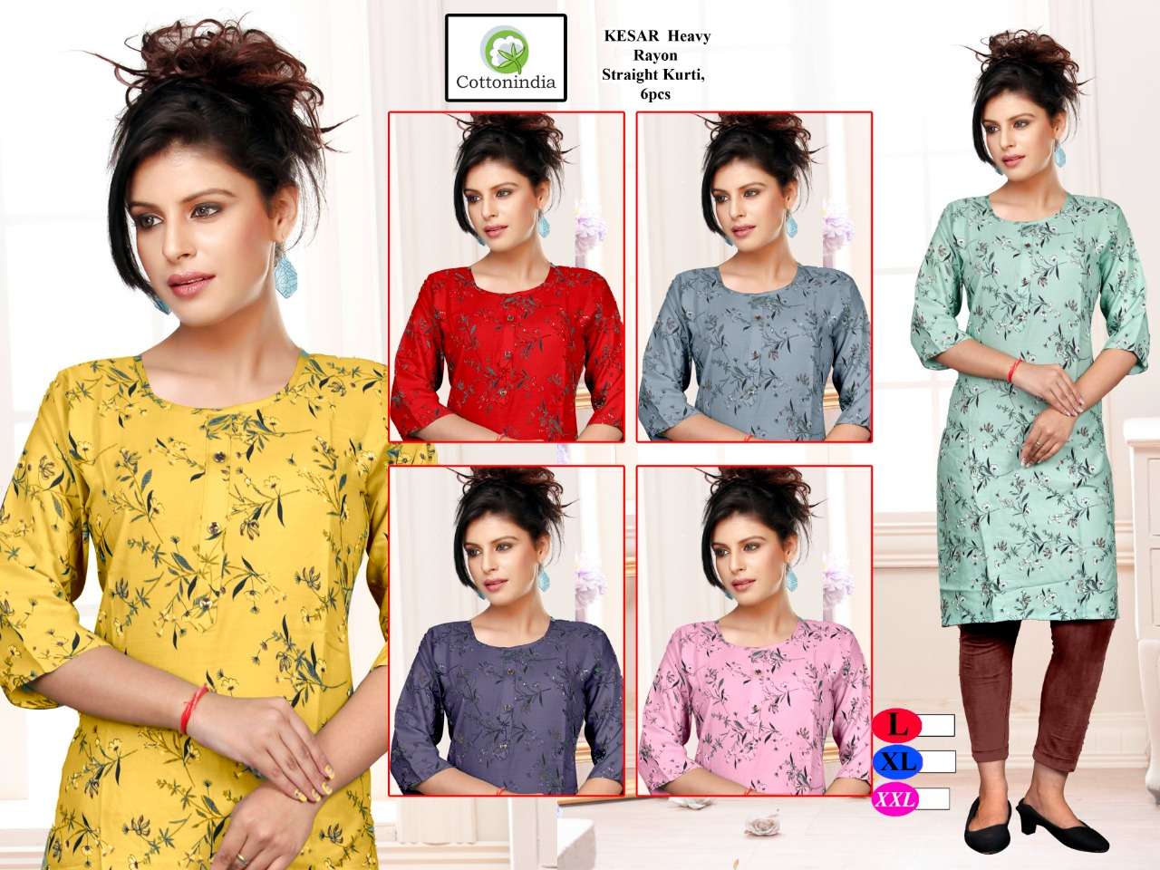 Kesar special festival kurti with hevy riyon print