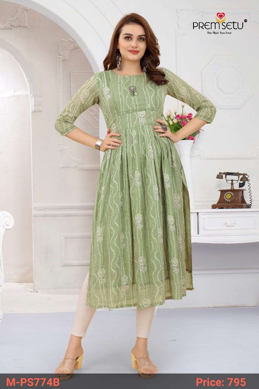 Premsetu Khatli work pista Naira cut Kurtis wholesale at wholesale catalog
