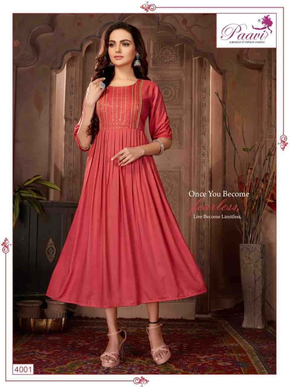 Paavi Present Falak Vol:-4 Kurti On rayon With Embroidery Neck On Wholesale