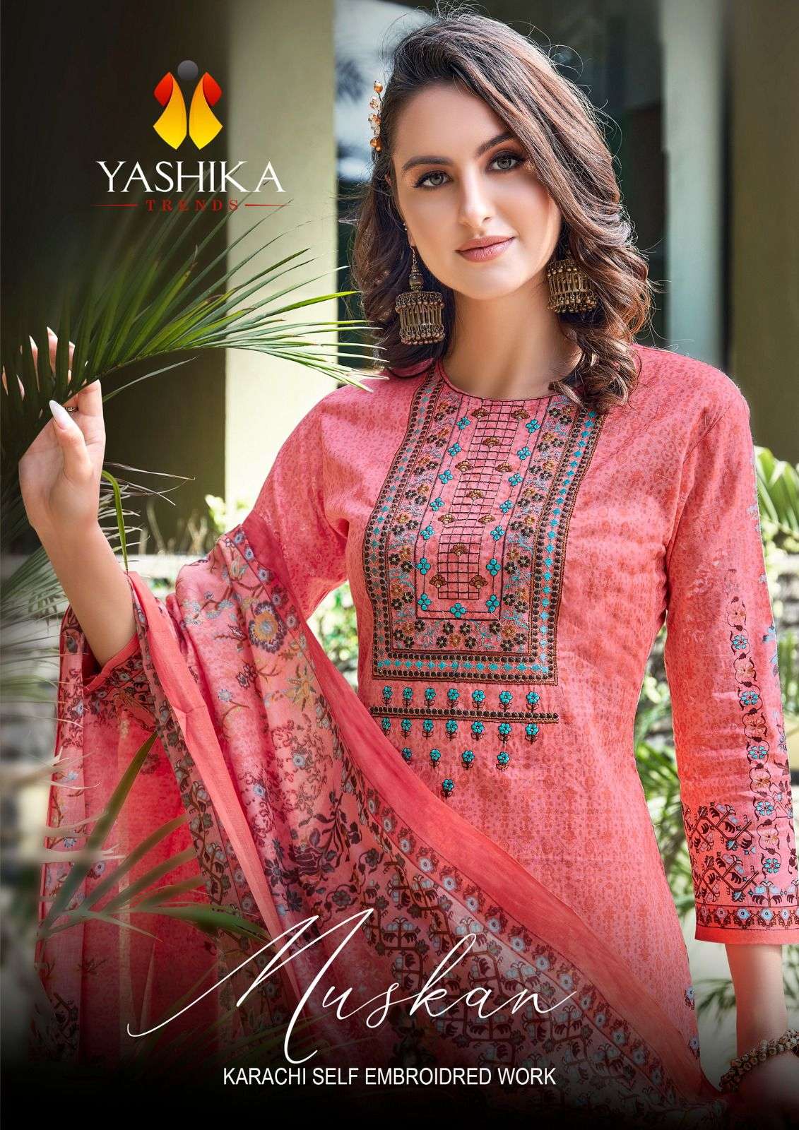 Yashika Trends Muskan Heavy Cotton Karachi Print Self Embroidery On Wholesale