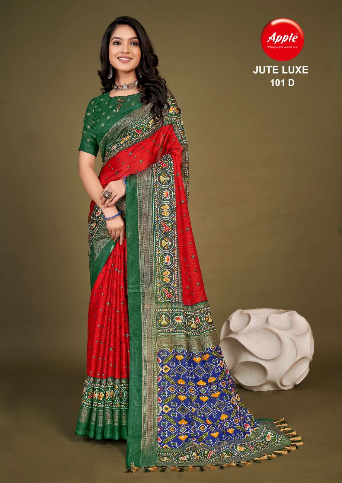 Apple Jute Luxe 101 Printed Silk Saree Wholesale catalog