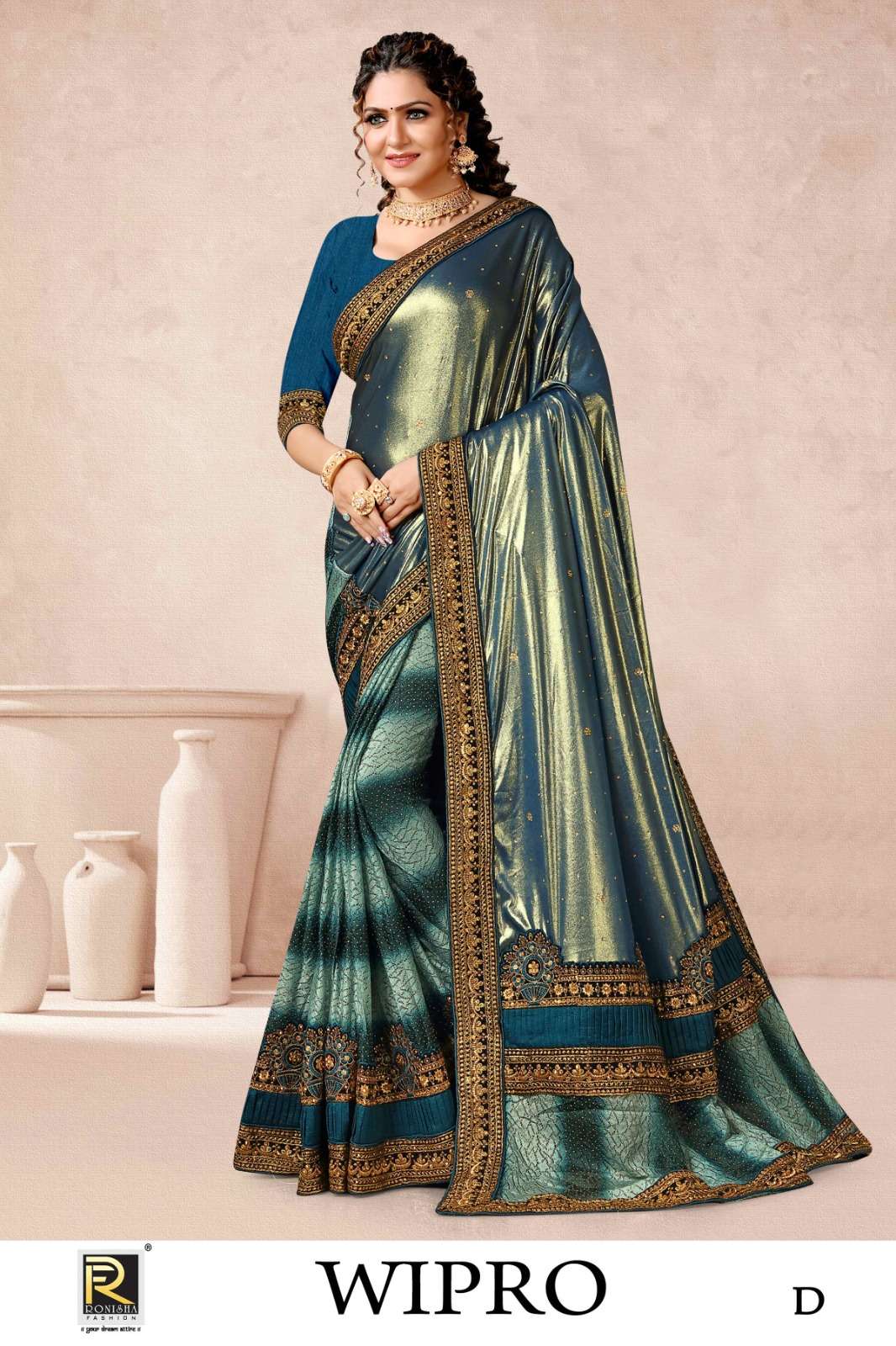 Ronisha Wipro Designer Stone Worked Saree Wholesale catalog