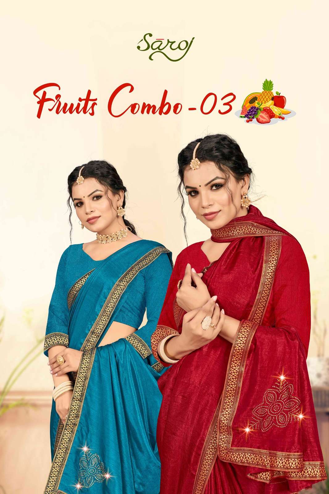 Saroj textile presents Fruit combo-3 Designer casual sarees catalogue