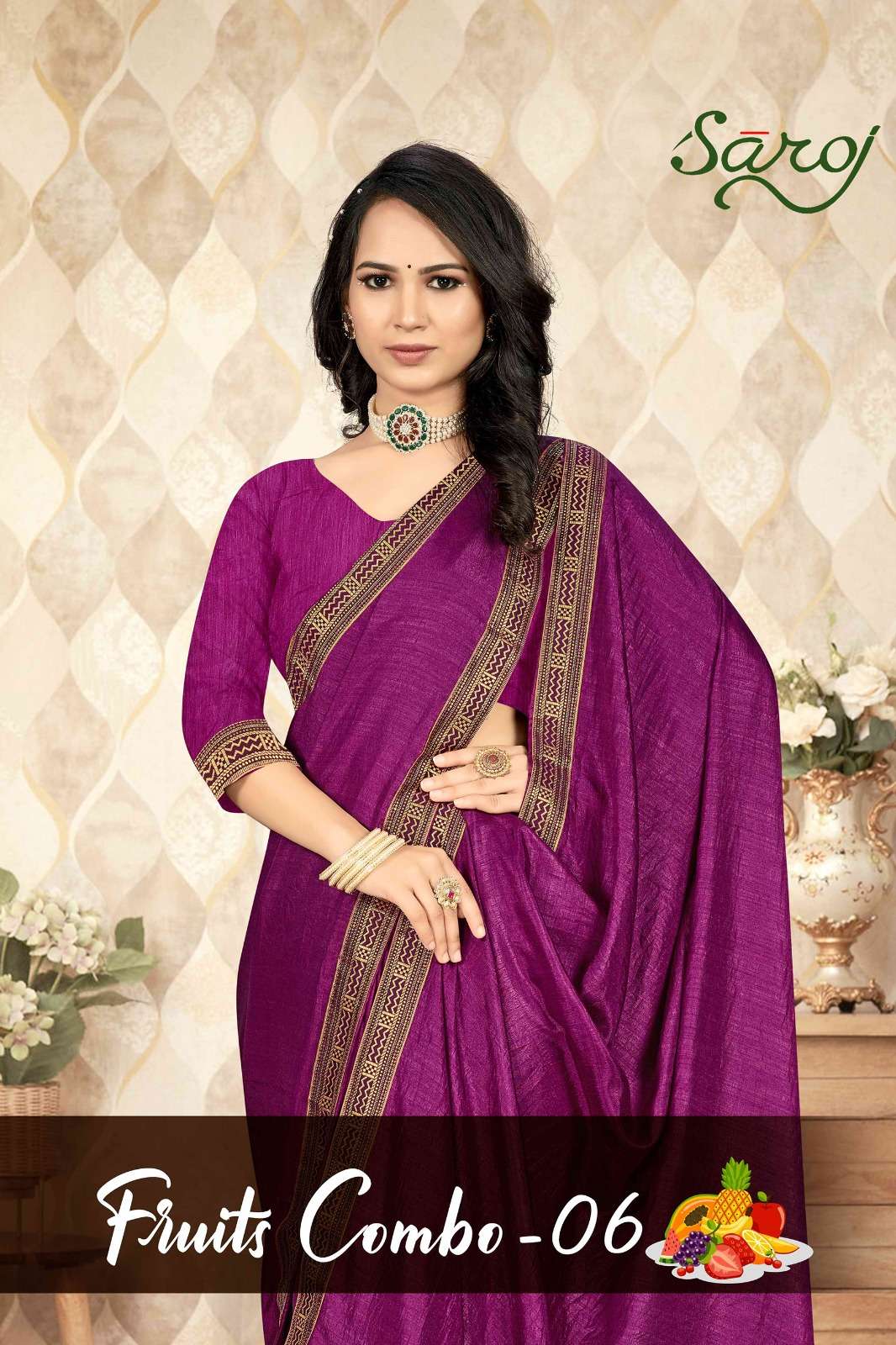 Saroj textile presents Fruit combo-6 Designer casual sarees catalogue