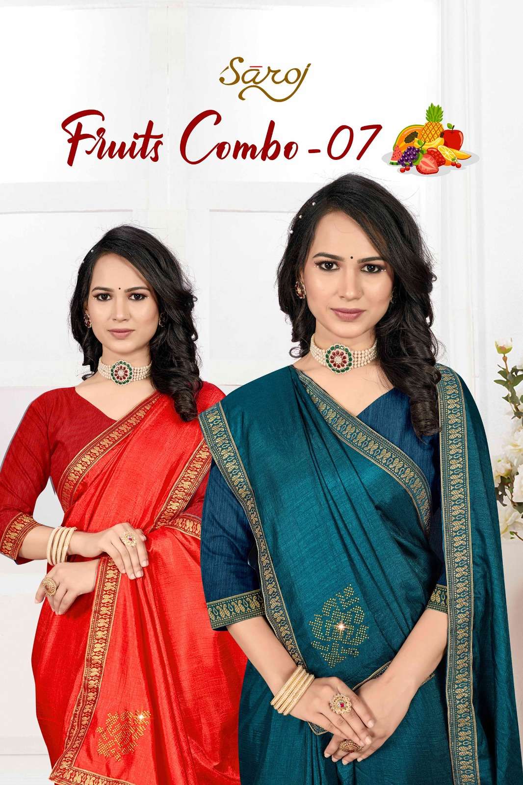 Saroj textile presents Fruit combo-7 Designer casual sarees catalogue