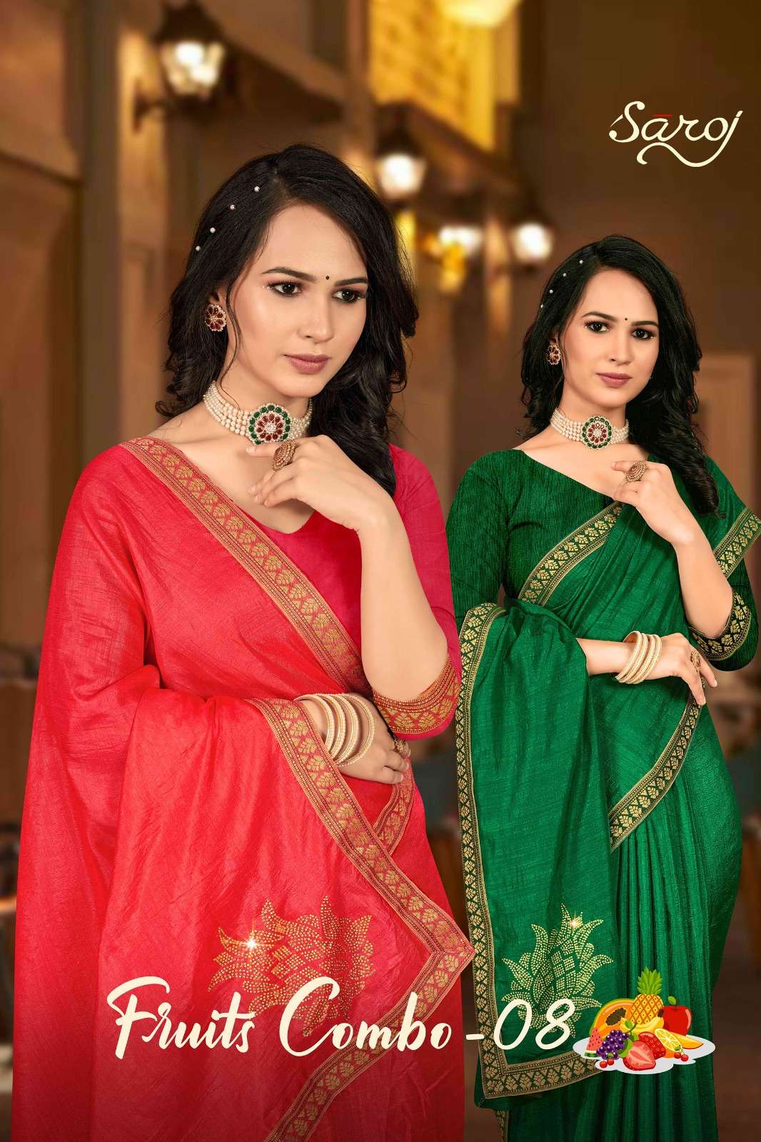 Saroj textile presents Fruit combo-8 Designer casual sarees catalogue