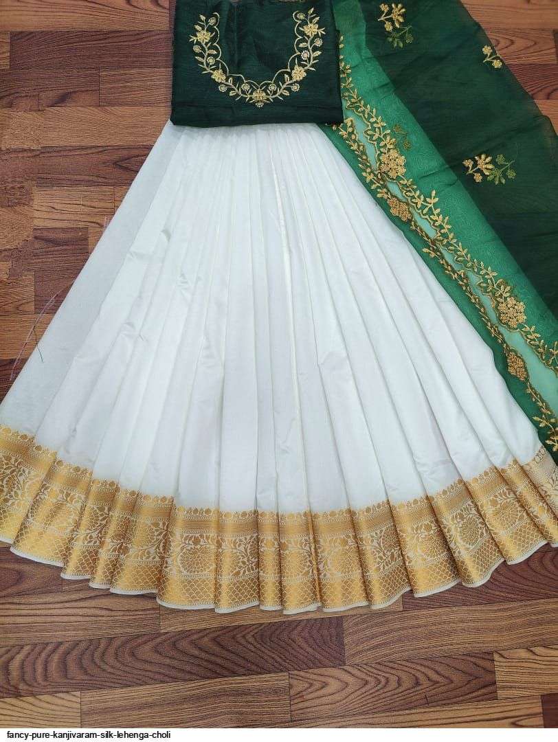 FANCY PURE KANJIVARAM SILK Green LEHENGA CHOLI A Wholesale catalog