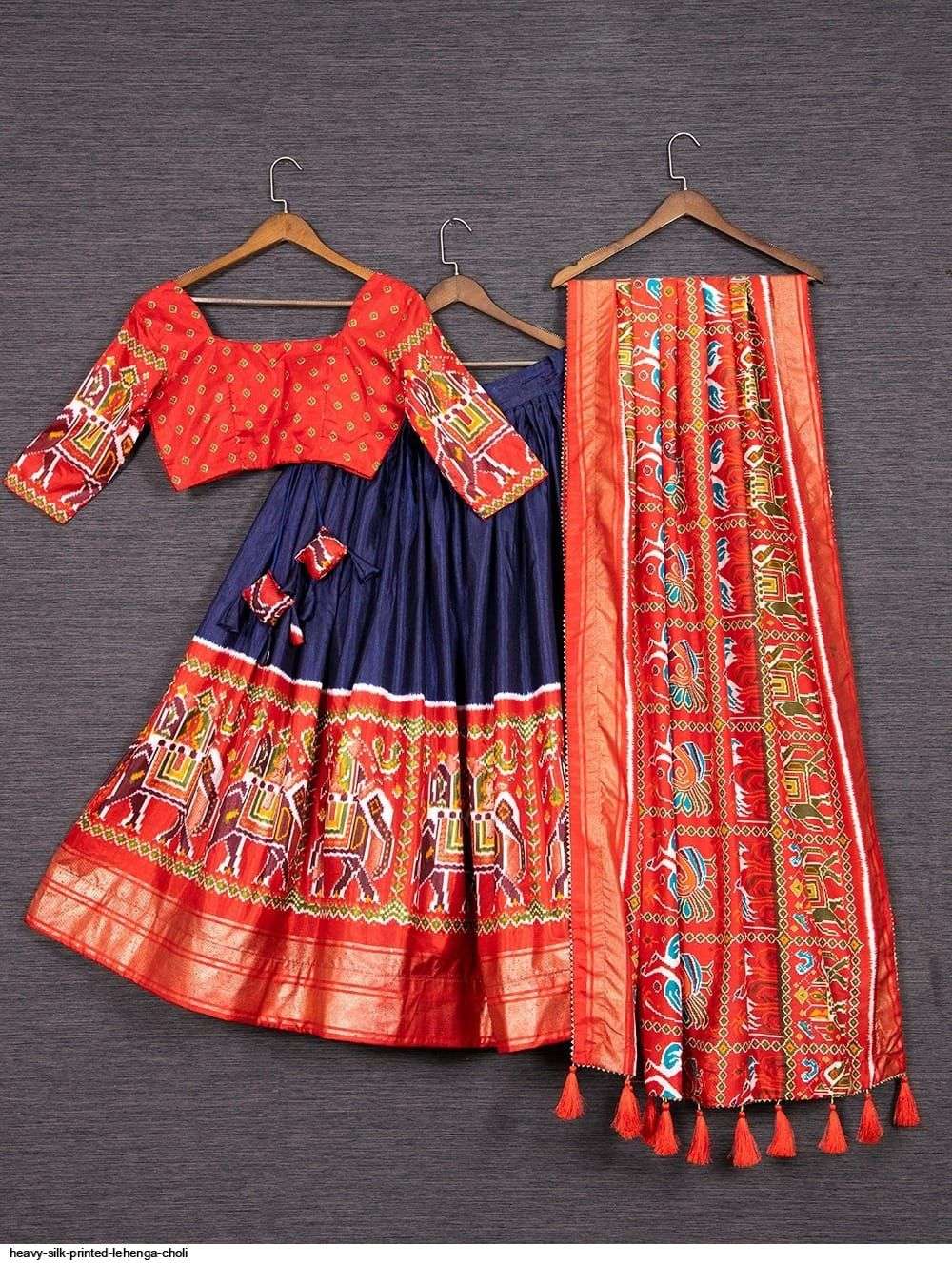 HEAVY SILK PRINTED Blue LEHENGA CHOLI D Wholesale catalog