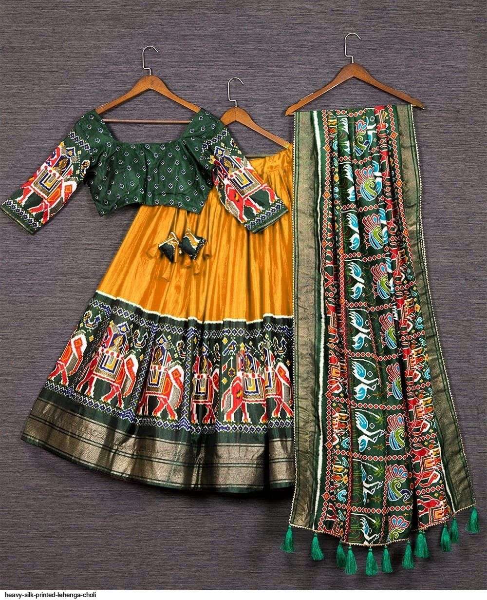 HEAVY SILK PRINTED Yellow LEHENGA CHOLI F Wholesale catalog