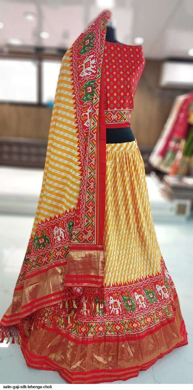 SATIN GAJI SILK YELLOW LEHENGA CHOLI O Wholesale catalog