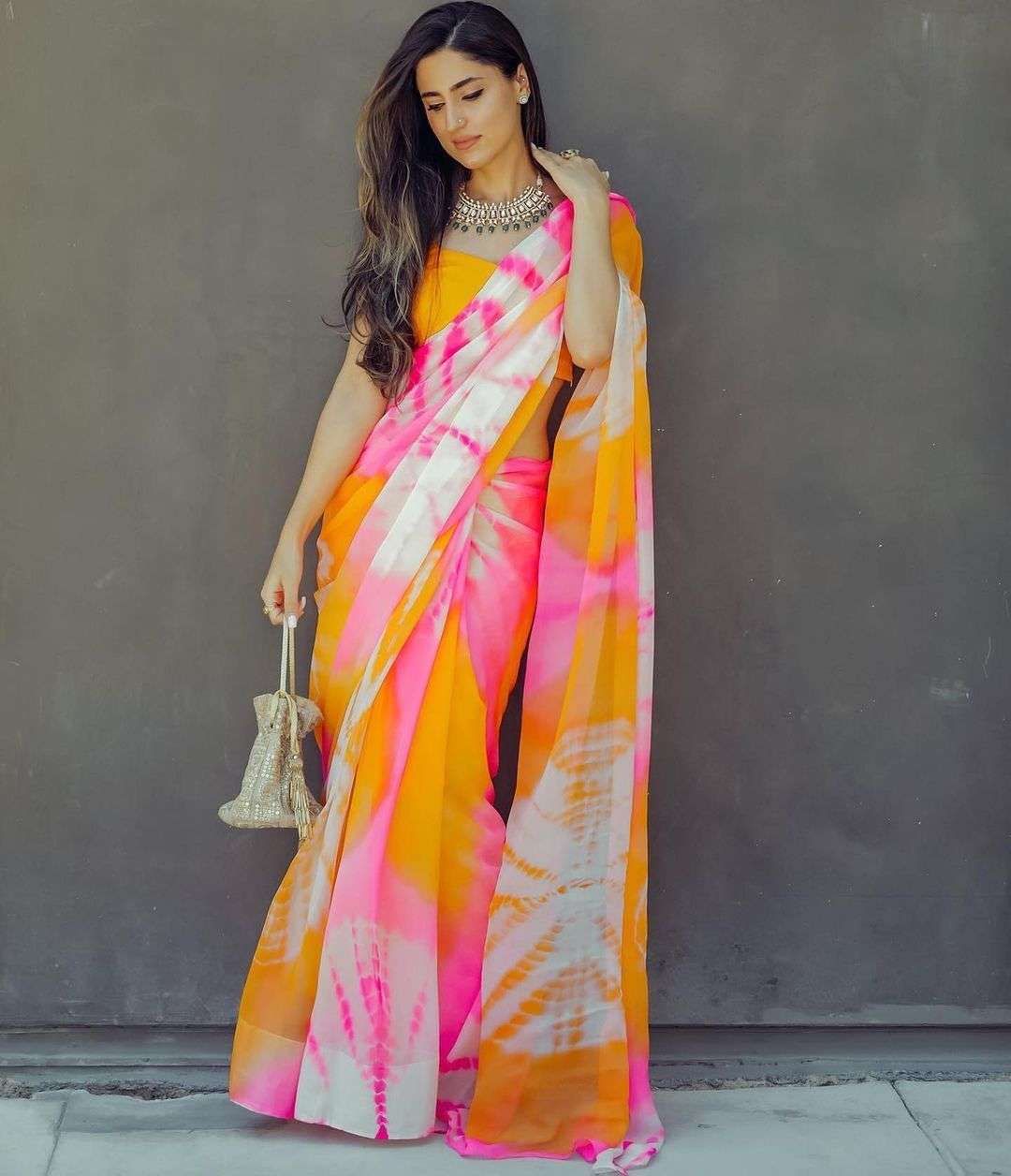 Ynf Georgette Leh Shi Digital Printed Saree Wholesale catalog