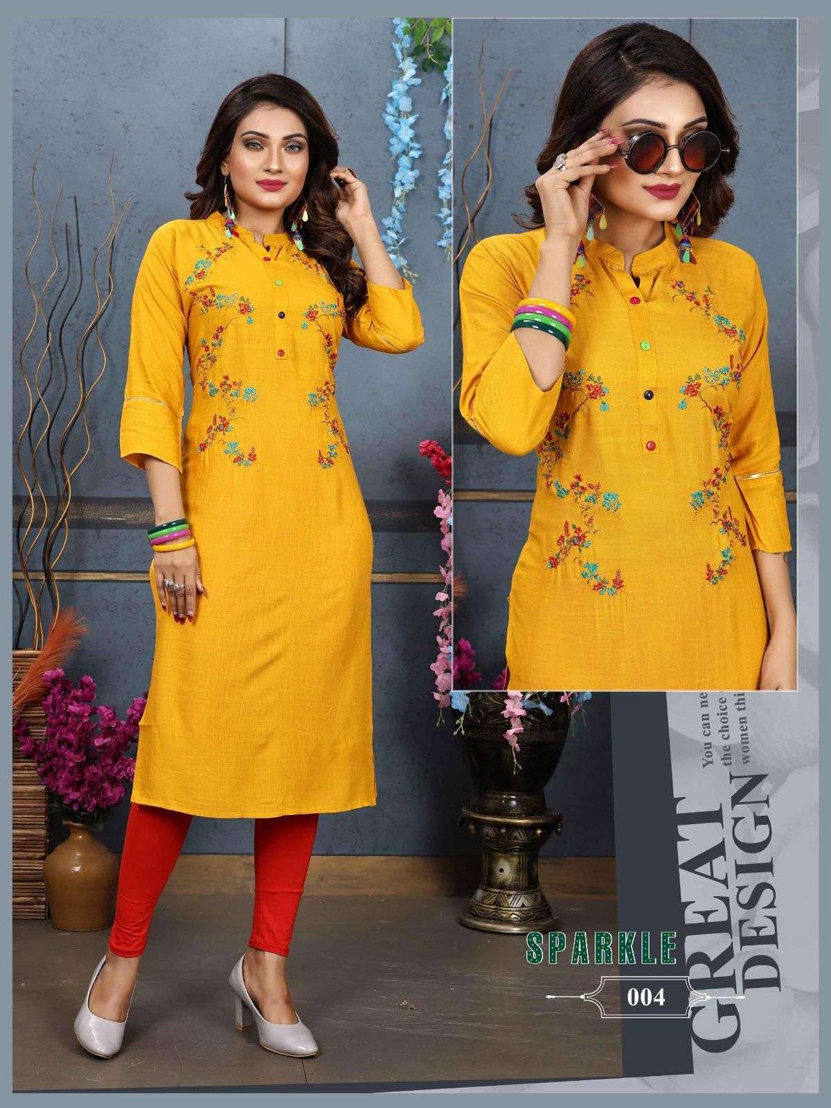 Aagya Sparkle Vol.1 Rayon Kurti Wholesale catalog