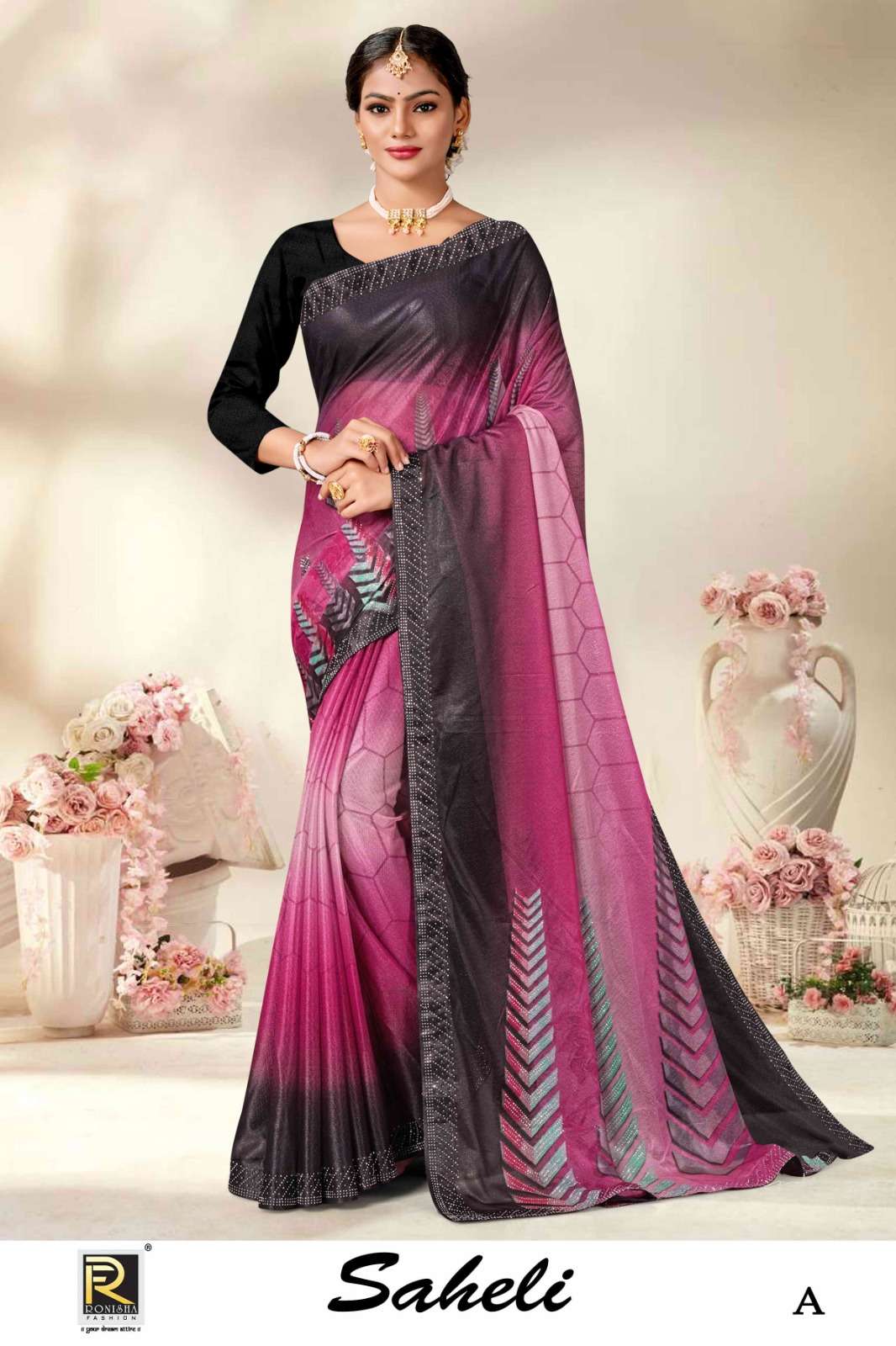 SAHELI BY RONISHA SAREE IMPORTED LYCRA DIGITAL PRINT WITH SIROSKI DIAMOND SUPER HIT COLLECTION