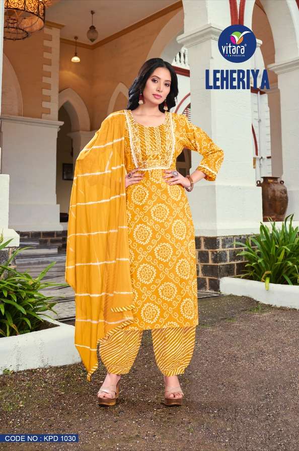 Vitara fashion Vol-2 LEHARIYA pure cotton 60-60 prints Kurti Wholesale catalog