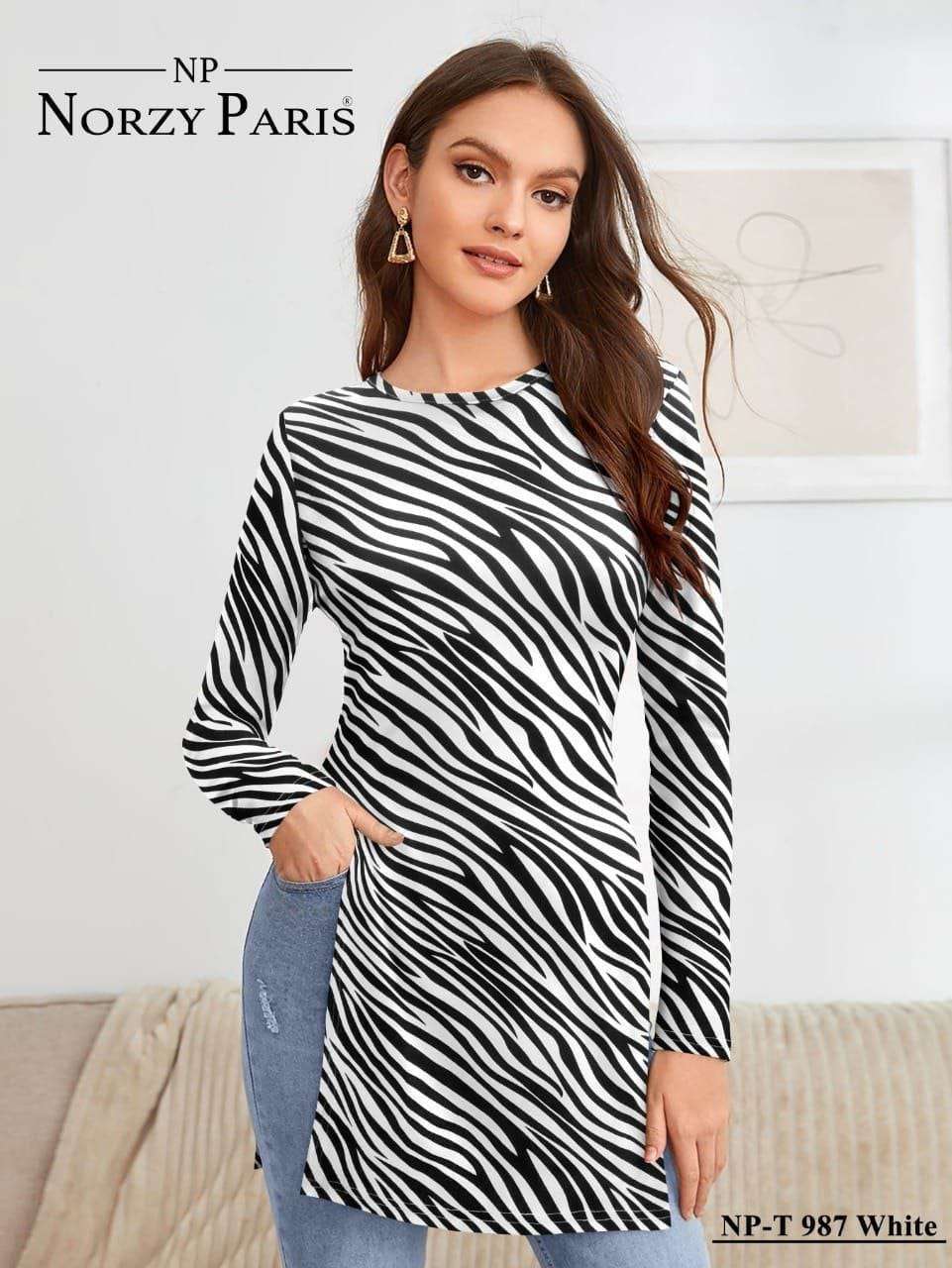 Designer  T 987 White Trendy Long T - Shirts Wholesale catalog