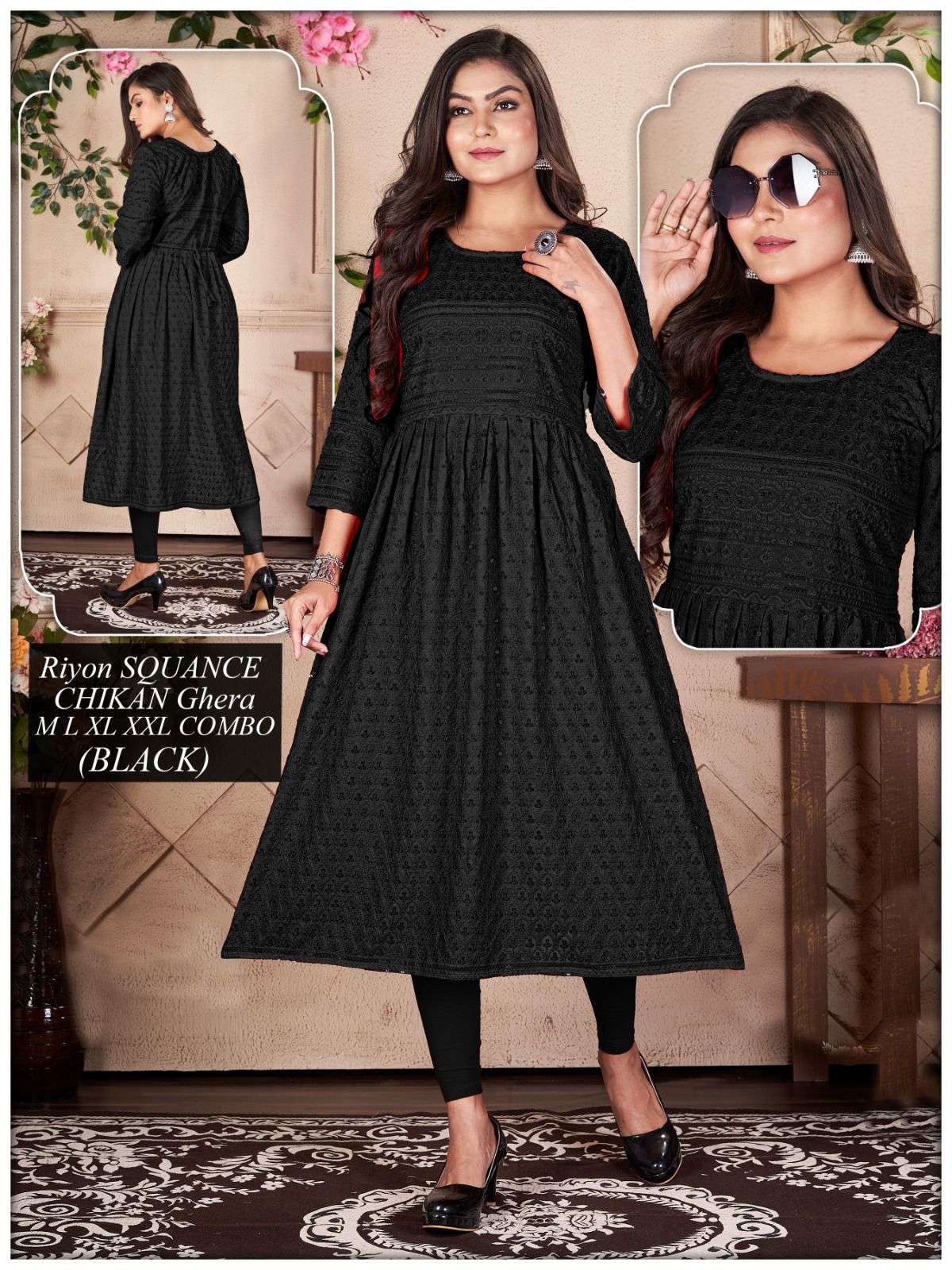 JLF vol -1 RAYON SEQUENCE CHIKAN GHERA PATTERN Kurti Wholesale catalog