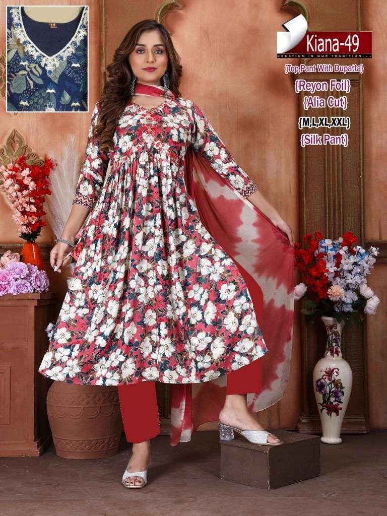 Kiana vol -2 Rayon Foil Kurti Wholesale catalog