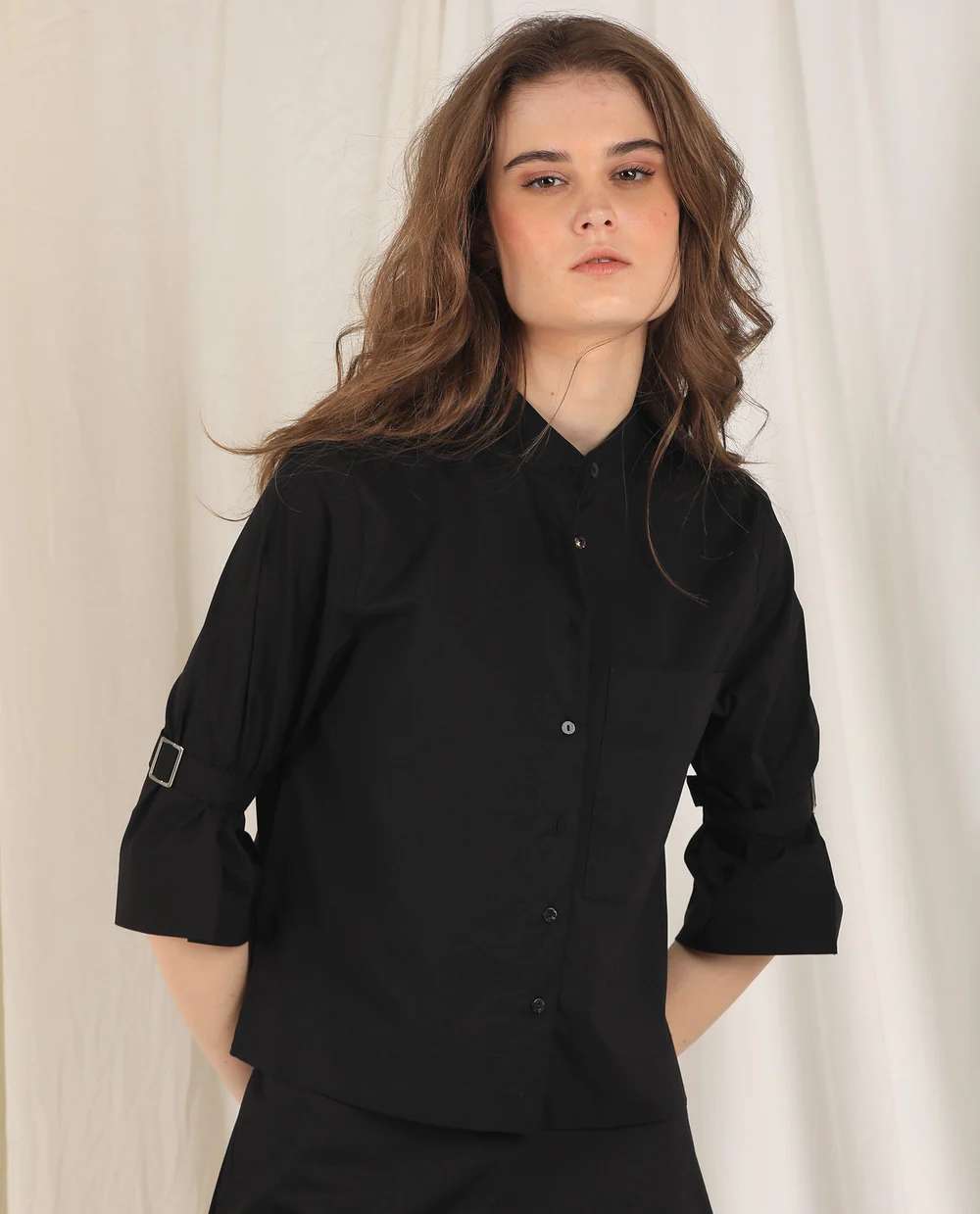 WOMENS SENDAI BLACK TOP POLY LYCRA FABRIC REGULAR FIT HALF SLEEVE COLLARED NECK Western Wear Wholesale catalog