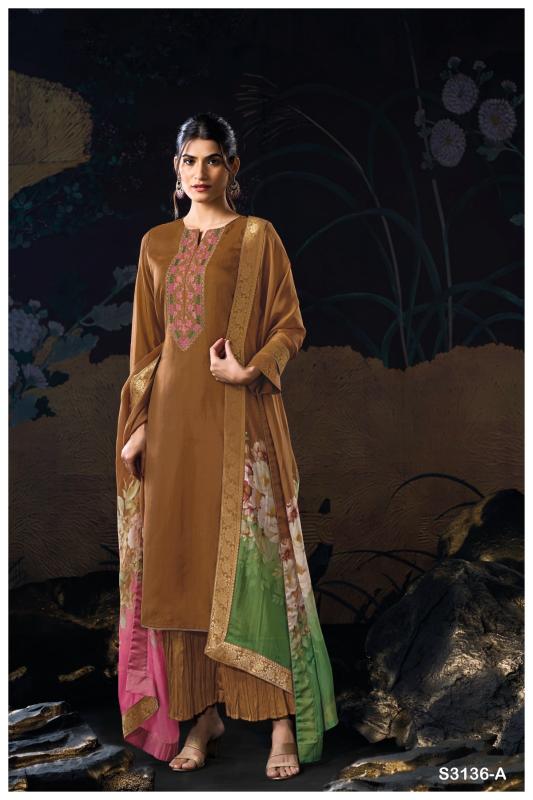 Ganga Dalys 3136 catalog unstitched salwar kameez wholesale market in delhi