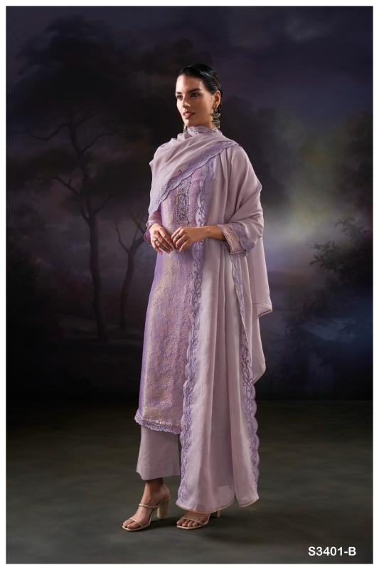 Ganga Lama 3401 catalog unstitched heavy salwar kameez in jaipur wholesale