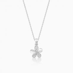 Nitya Silver Flower Pendant With Link Chain