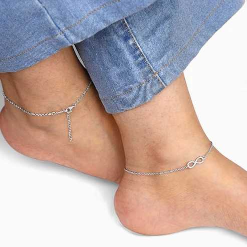 Nitya Silver Infinity Zircon Anklet