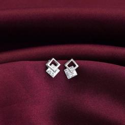Nitya Silver Quadrangle Earrings