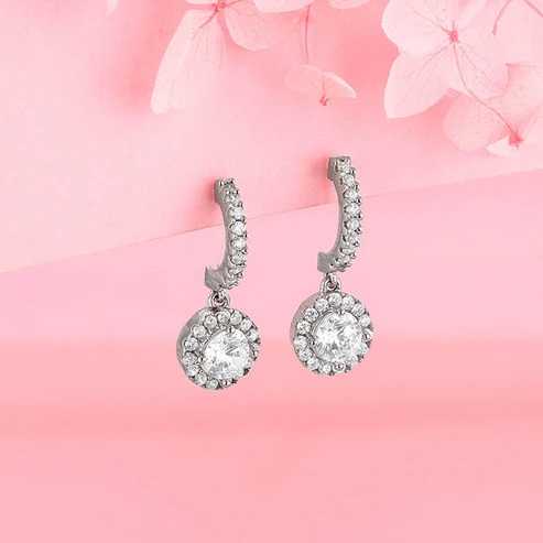 Nitya Silver Zircon Drizzle Drop Earrings