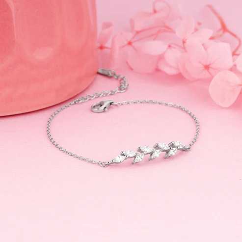 Nitya Silver Zircon Ferns Bracelet