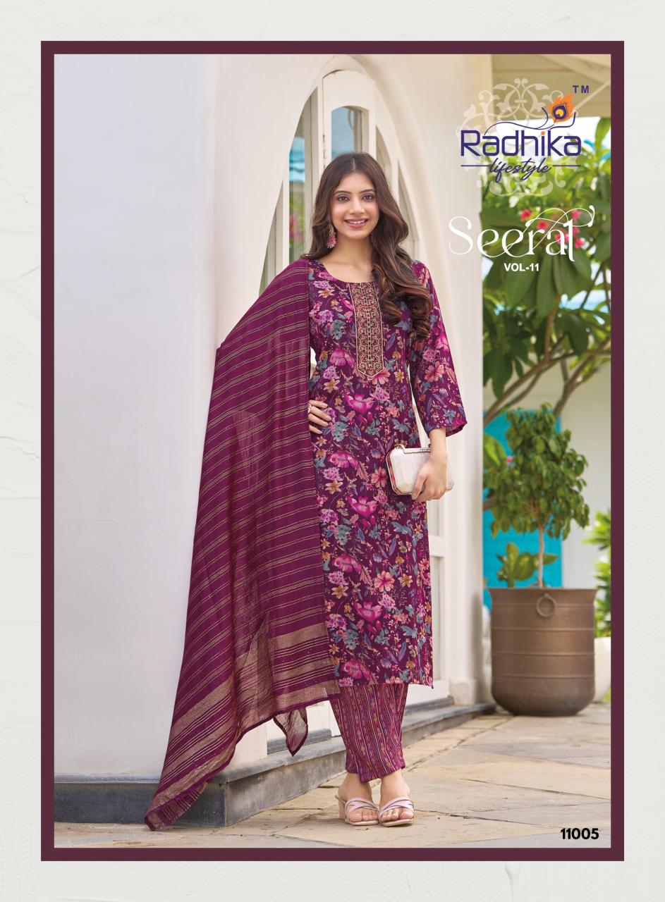 Radhika Lifestyle Seerat Vol 11 Catalog purple kurtis online india