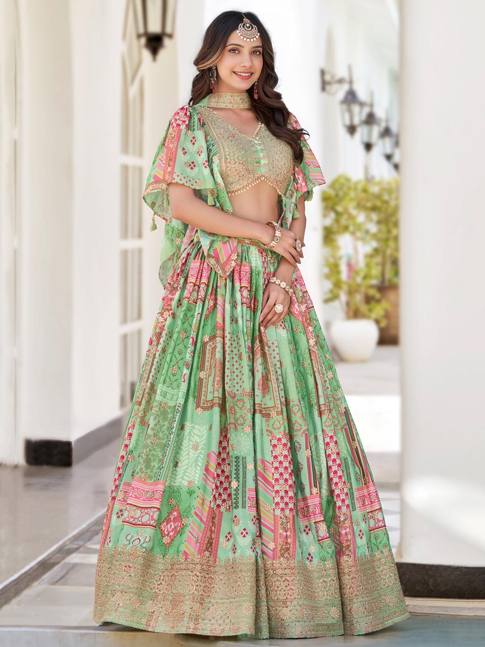 Sabella 7050 Green catalog buy party wear lehenga online india