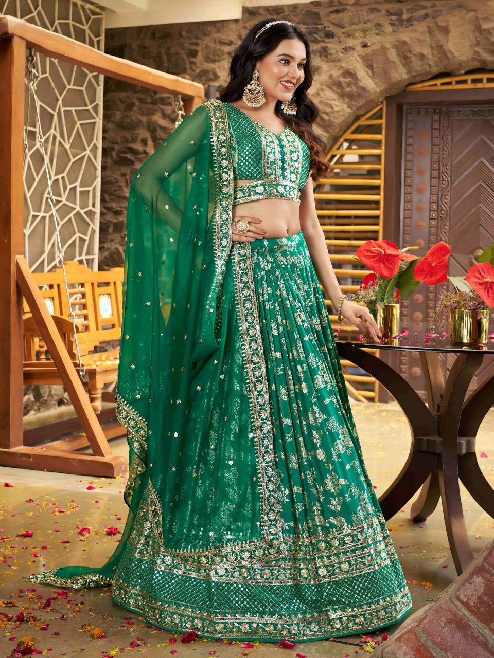 Sabella 7100 Rama Green catalog buy designer bridal lehenga online in india