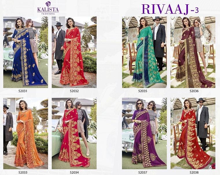 Kalista Fashion By  Rivaaj Vol 3 Designer Sarees Catalogue