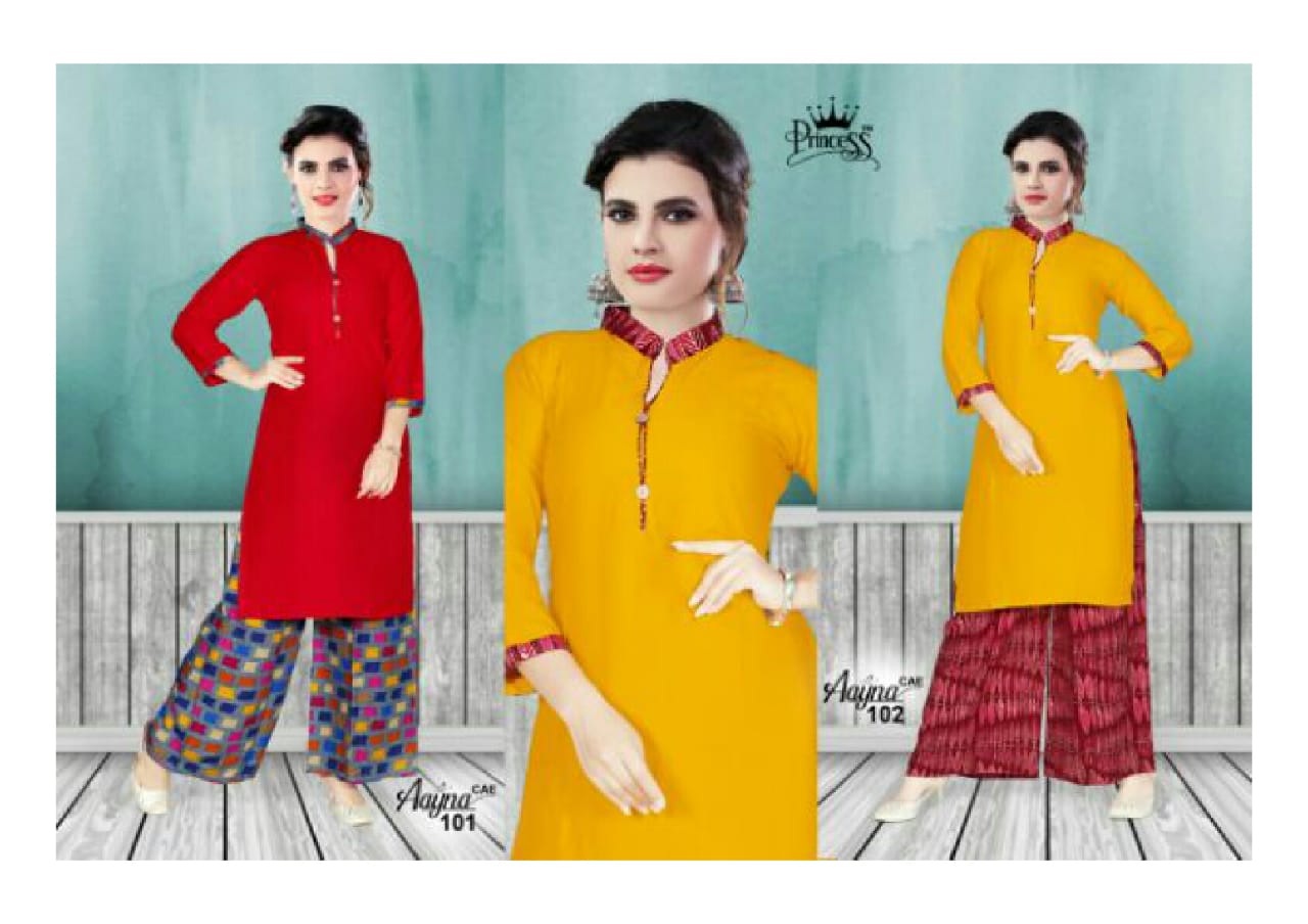 Aayna Jagdamba Export Designer Kurti With Palazzo Catalogue