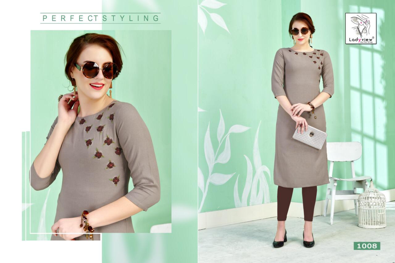 Crystal Ladyview Cotton Embroidery Work Kurti Colletions.
