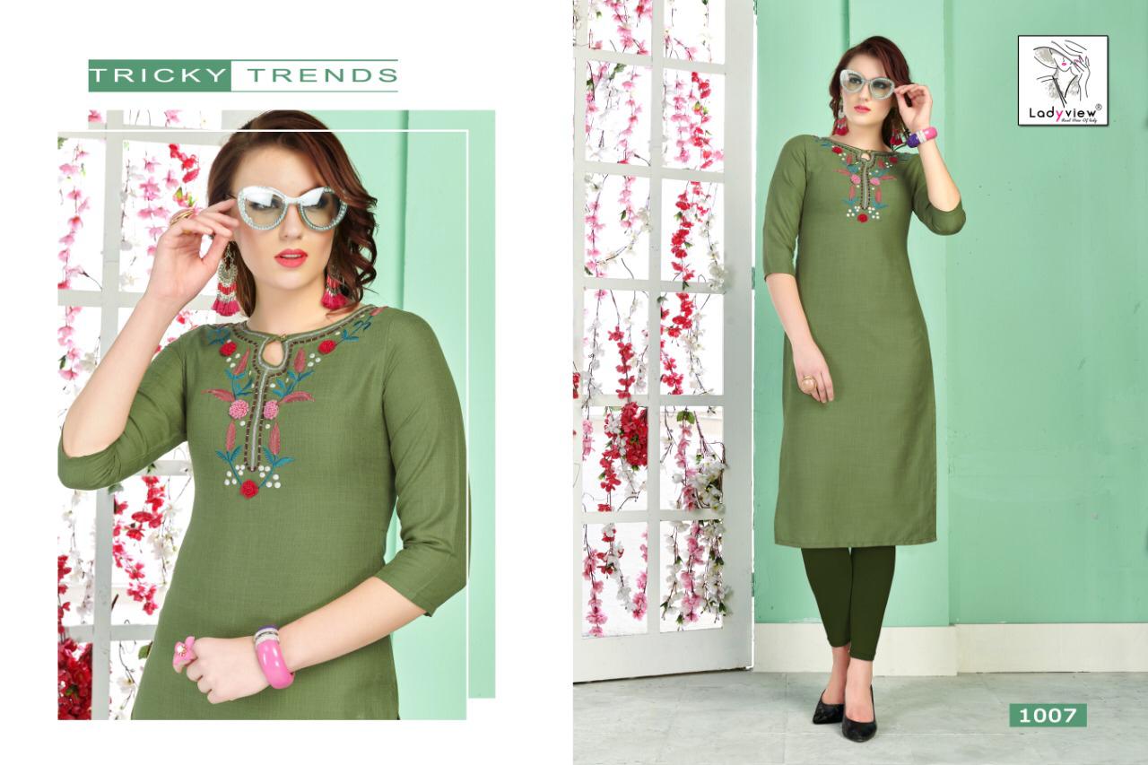 Crystal Ladyview Cotton Embroidery Work Kurti Colletions.