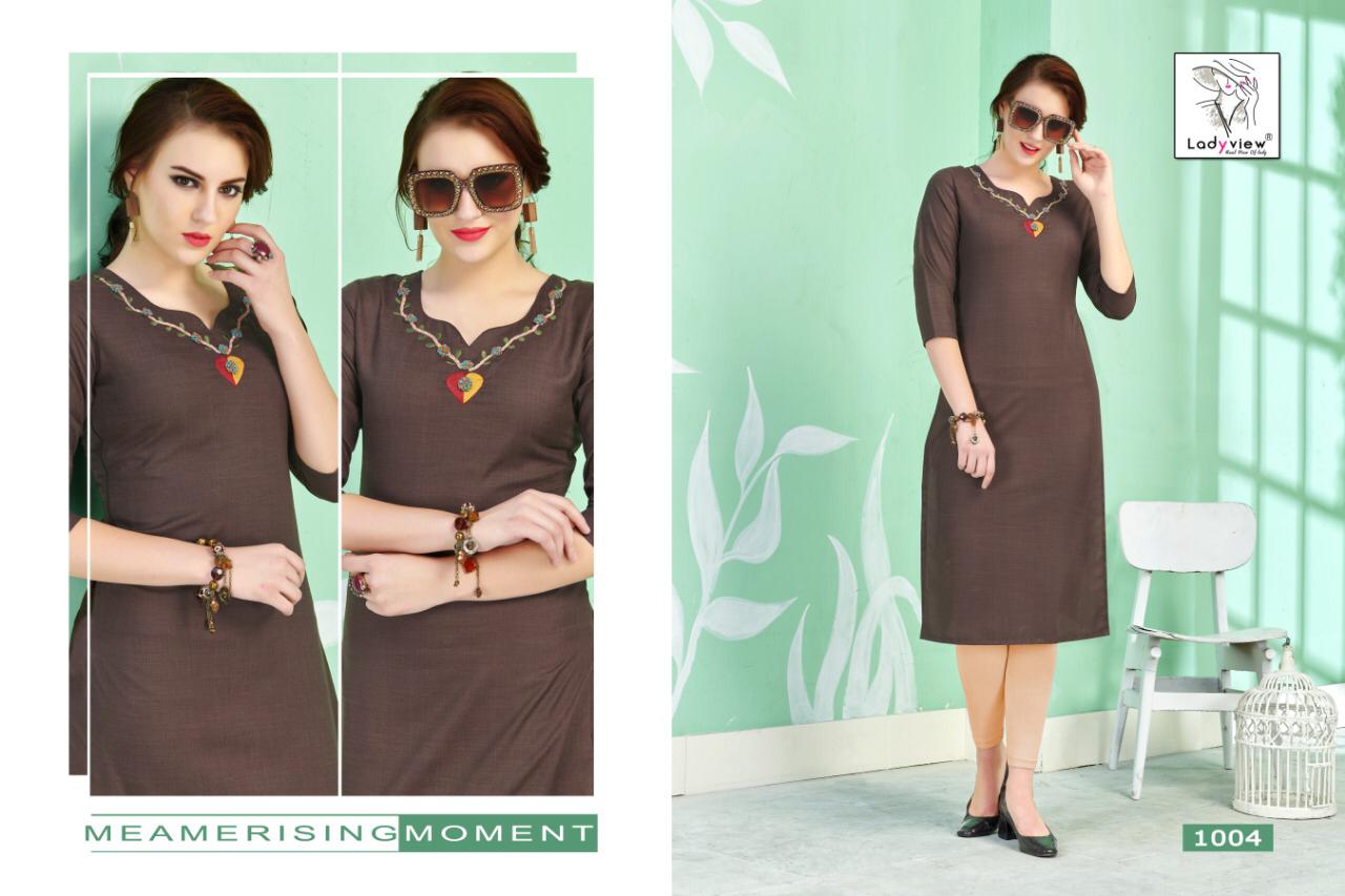 Crystal Ladyview Cotton Embroidery Work Kurti Colletions.