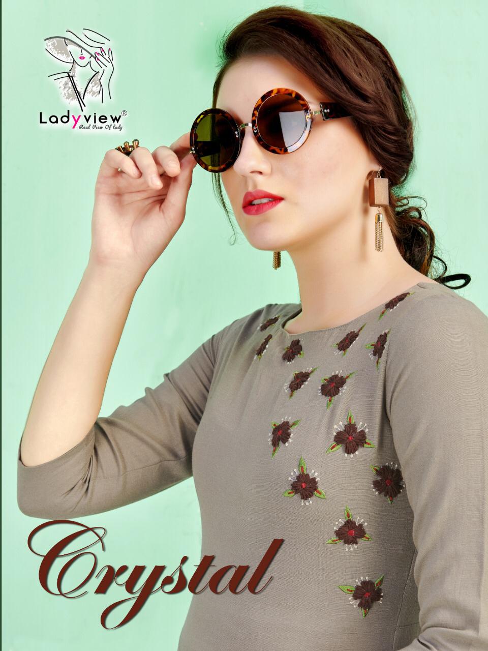 Crystal Ladyview Cotton Embroidery Work Kurti Colletions.
