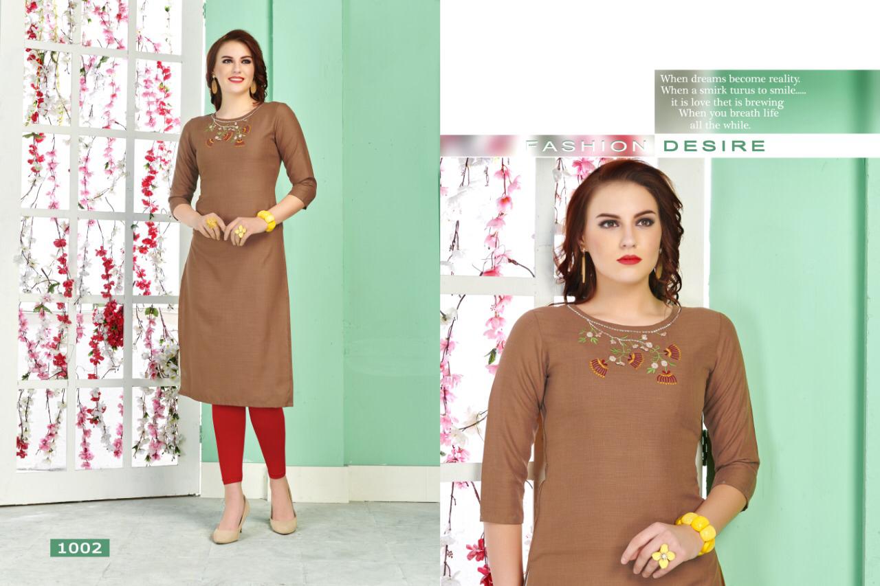 Crystal Ladyview Cotton Embroidery Work Kurti Colletions.