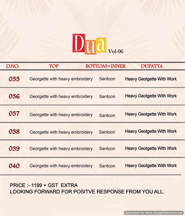 Dua Vol 6 Embroidery Salwar Kameez Catalogue
