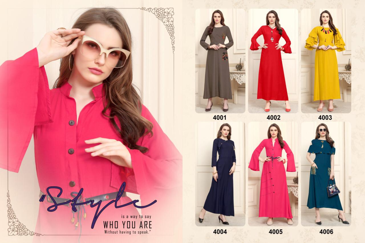 Pulpee Vol 6 By Kajri Style Long Gown Style Kurtis Catalogue