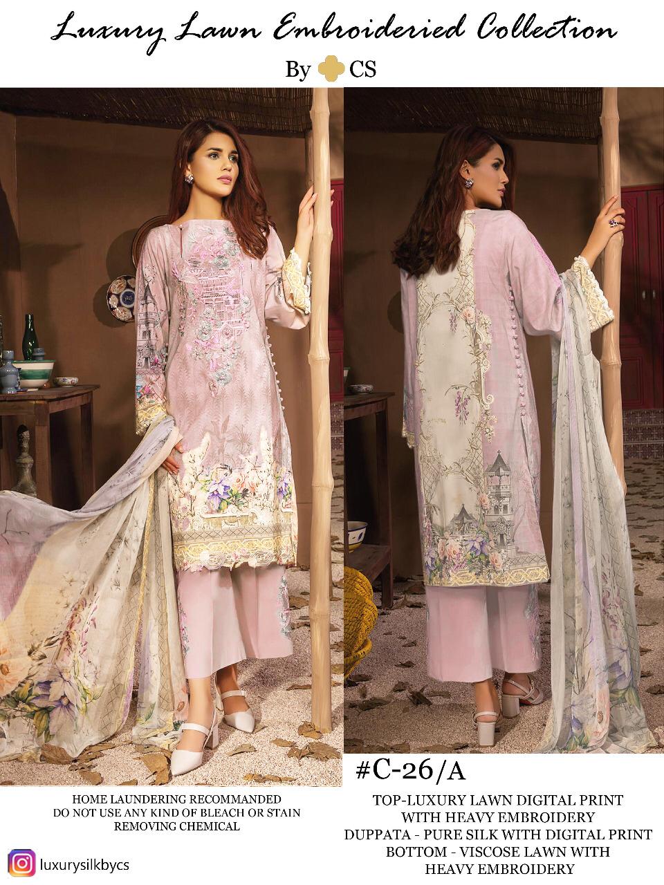 Cs Luxury Lawn Karachi Dress Materials Catalogue