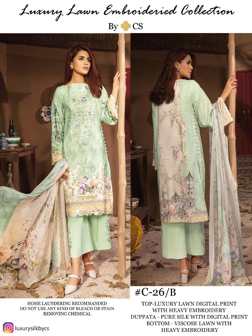 Cs Luxury Lawn Karachi Dress Materials Catalogue
