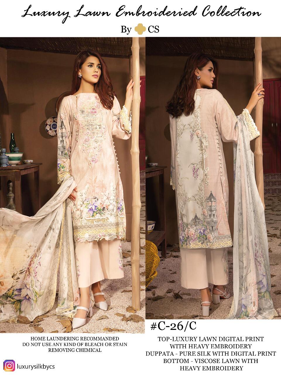 Cs Luxury Lawn Karachi Dress Materials Catalogue